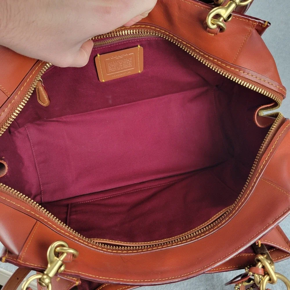 Coach Dreamer 67035 Satchel Signature Canvas Tan Rust Leather Crossbody‎ Bag